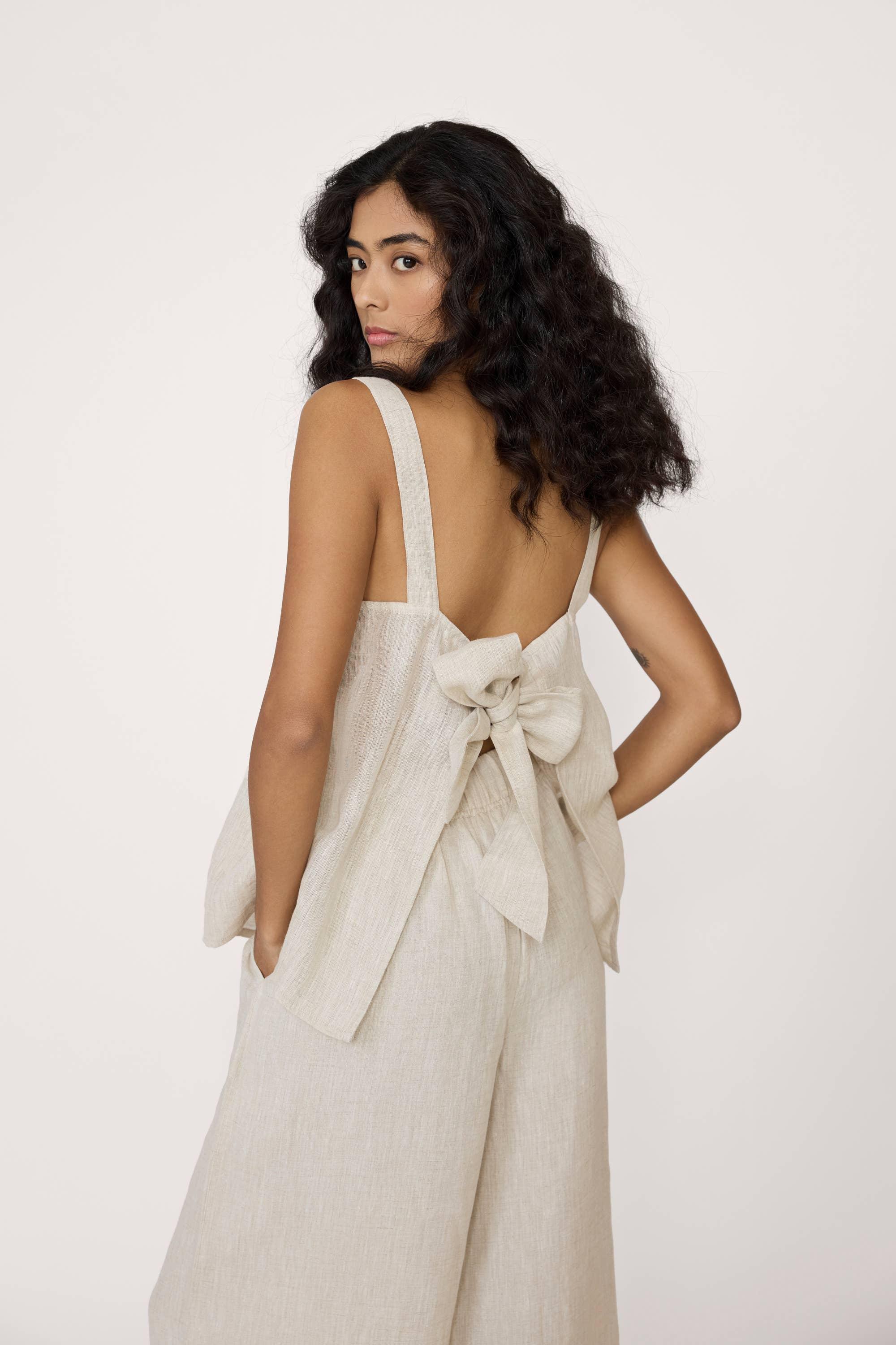 Organic Linen Bow Tank - The Envy Co - Shop The Envy Co - Tank - Tie back tank top - summer tank top - organic - organic tank top - woman's organic tank top - organic clothing - woman's organic clothing