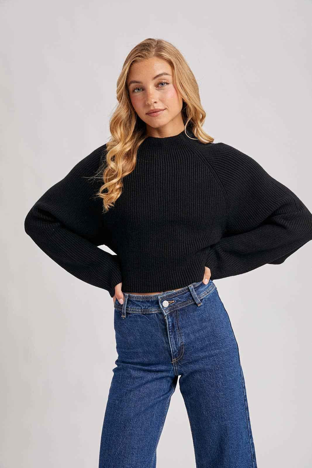Flirty Fall Sweater | The Envy Co - Black long sleeve sweater - Open back sweater - Ribbed sweater - Fall sweater - Cold Weather Sweater - Date night sweater