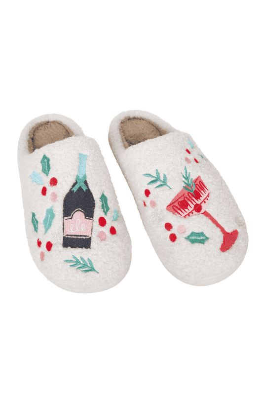 Holiday Champagne, Coupes & Holly Slippers for Women - The Envy Co