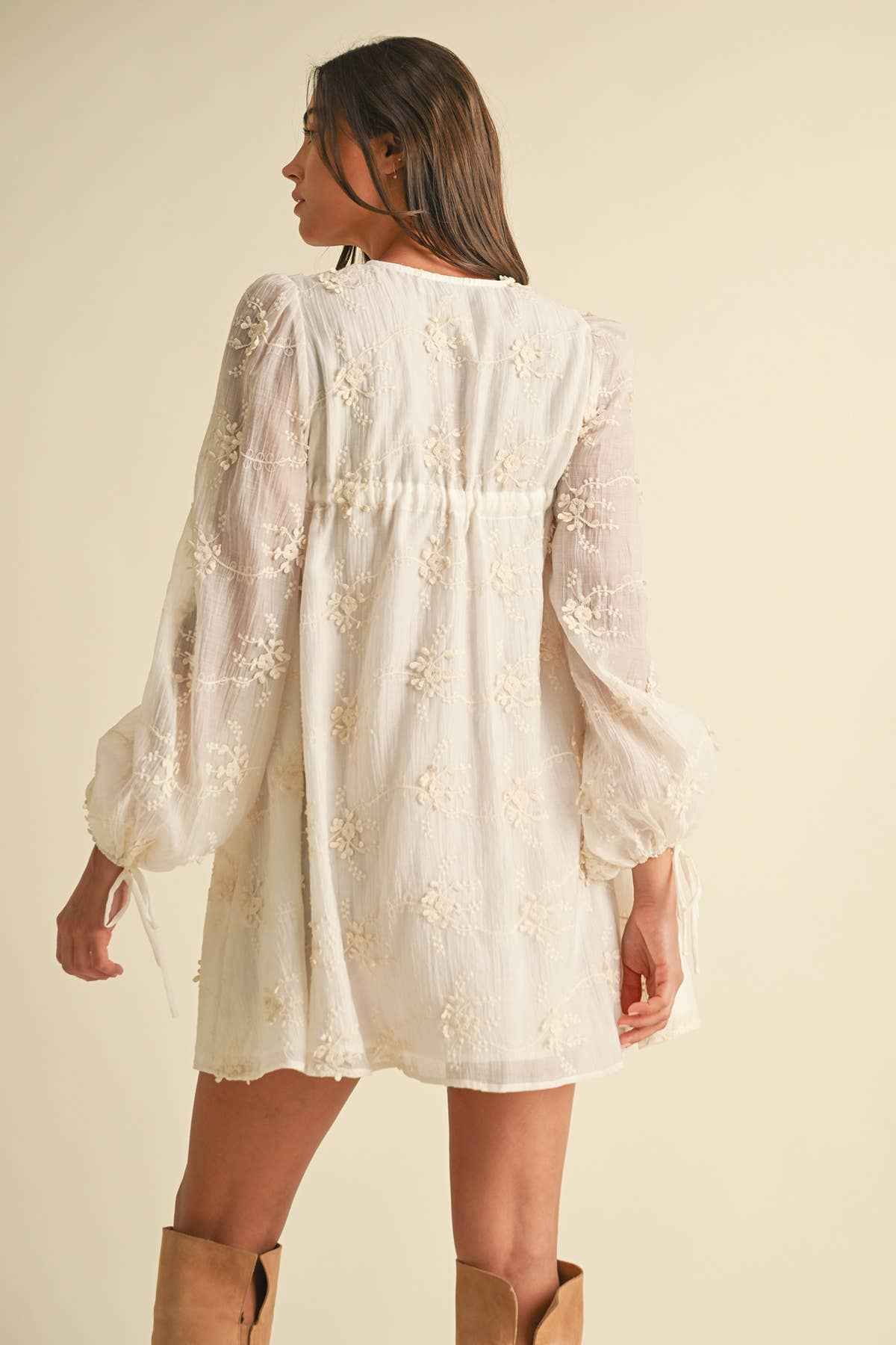 Embroidered Long Sleeve Mini Dress LD1678