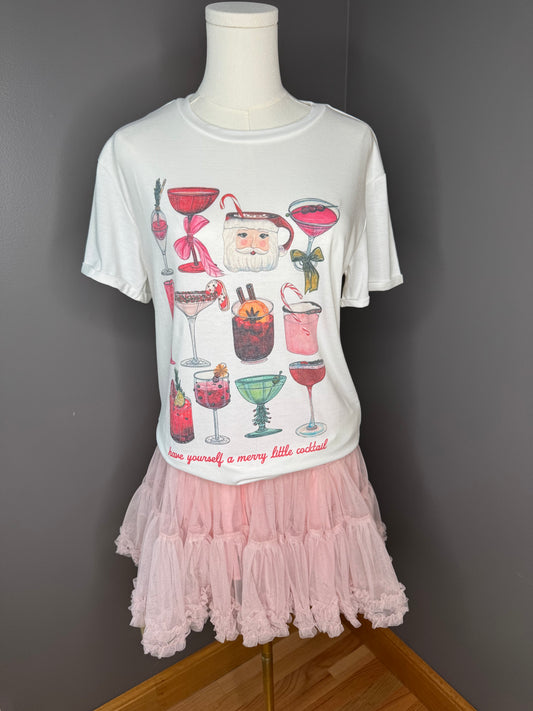A Merry Little Cocktail T-Shirt - Christmas Cocktails - Christmas Bar - Woman's Holiday Outfit - Woman's Christmas Party Outfit - Woman's Clothing, Mentor, Painesville, Perry, Cleveland, Ohio - The Envy Co, Painesville OH
