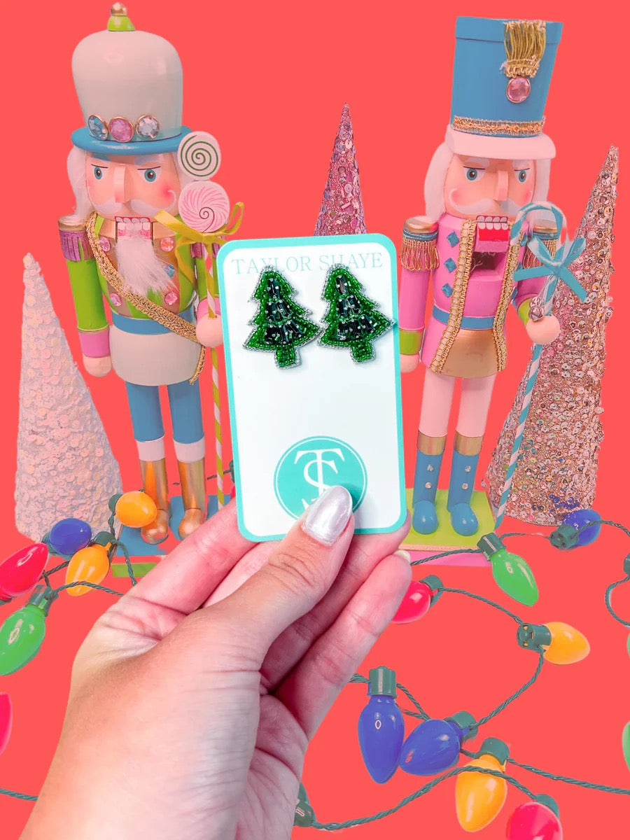 Beaded Christmas Tree Studs