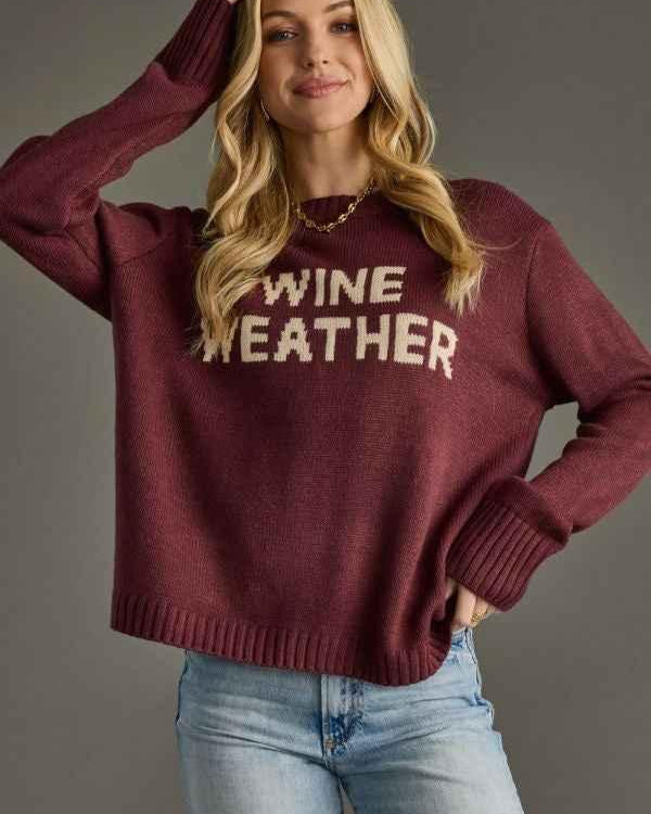 Wine Weather Sweater - Winery Geneva OH - Wine - Wine Apparel - Geneva OH - Wine Country - Napa Vineyards Outfit - Sweater Weather - Fall Sweater - Woman's Clothing, Lake County OH - Woman's Clothing Boutique - The Envy Co, Painesville OH