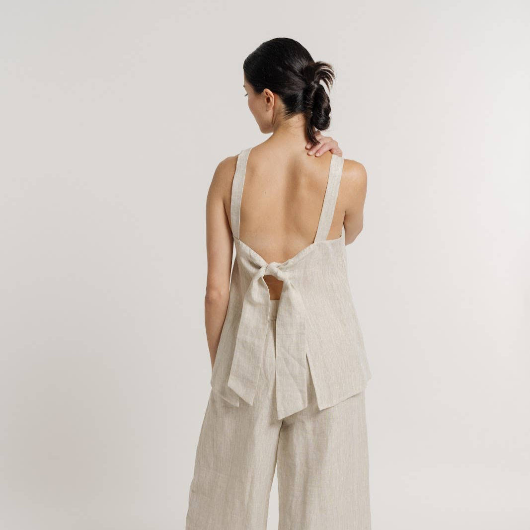 Organic Linen Bow Tank - The Envy Co - Shop The Envy Co - Tank - Tie back tank top - summer tank top - organic - organic tank top - woman's organic tank top - organic clothing - woman's organic clothing
