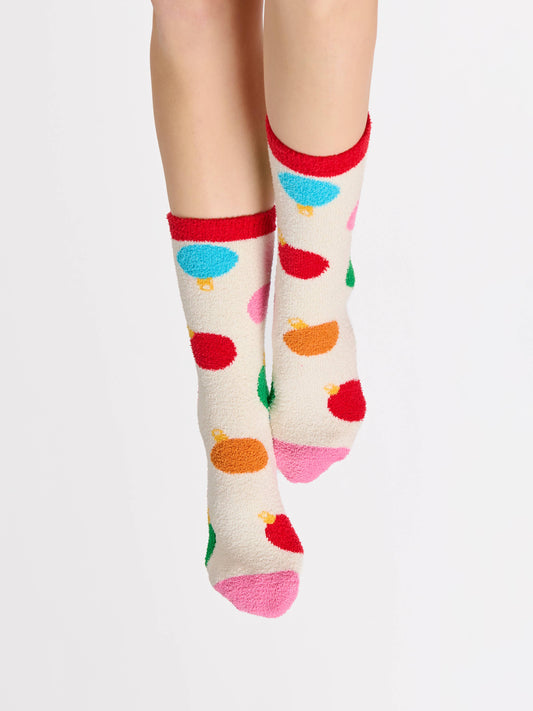 Festive Ivory Ornament Socks - The Envy Co
