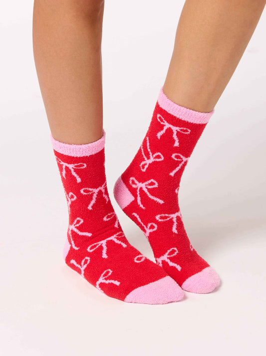 Festive Red Bow Socks