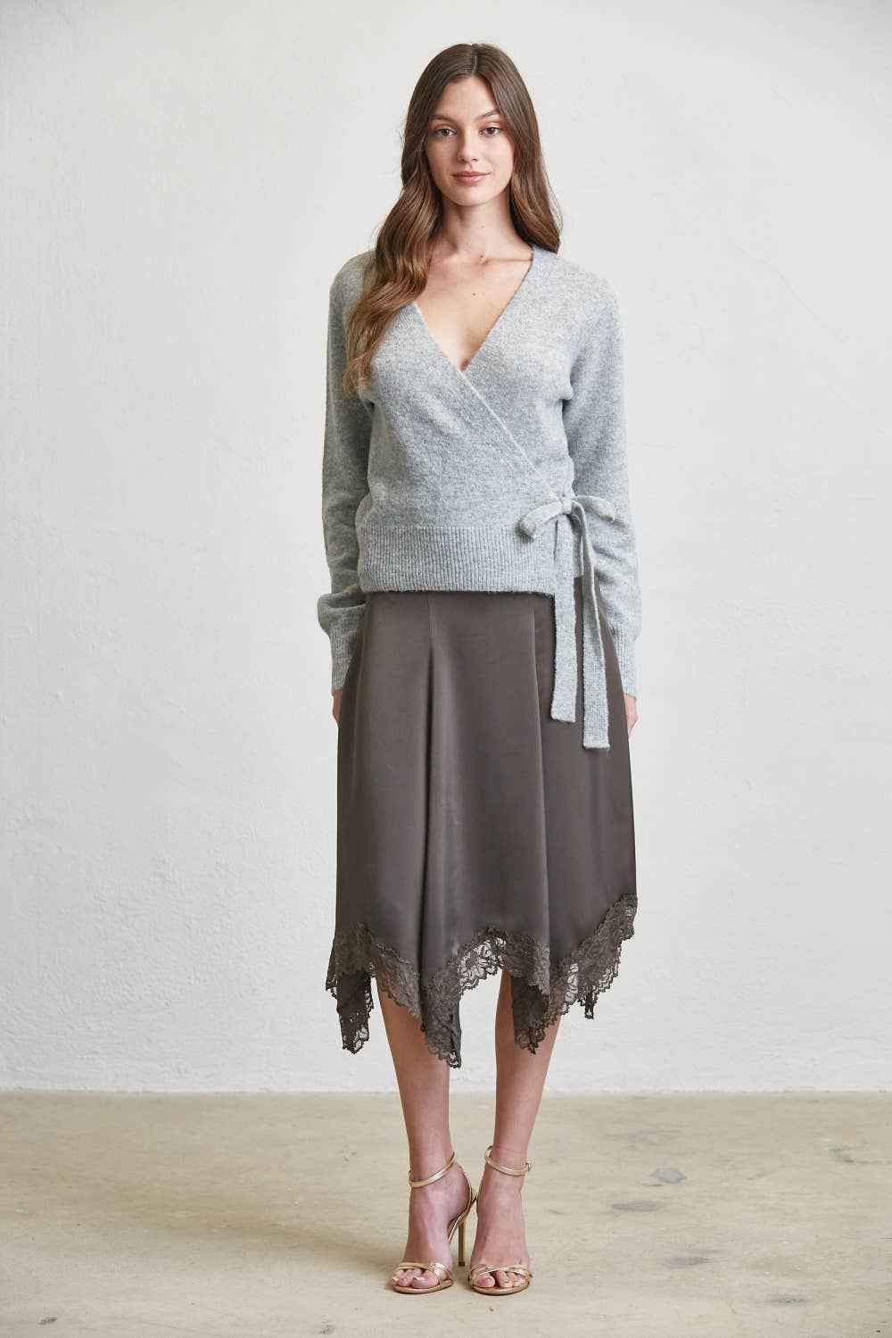 Soft Knit Wrap Tie Sweater Top