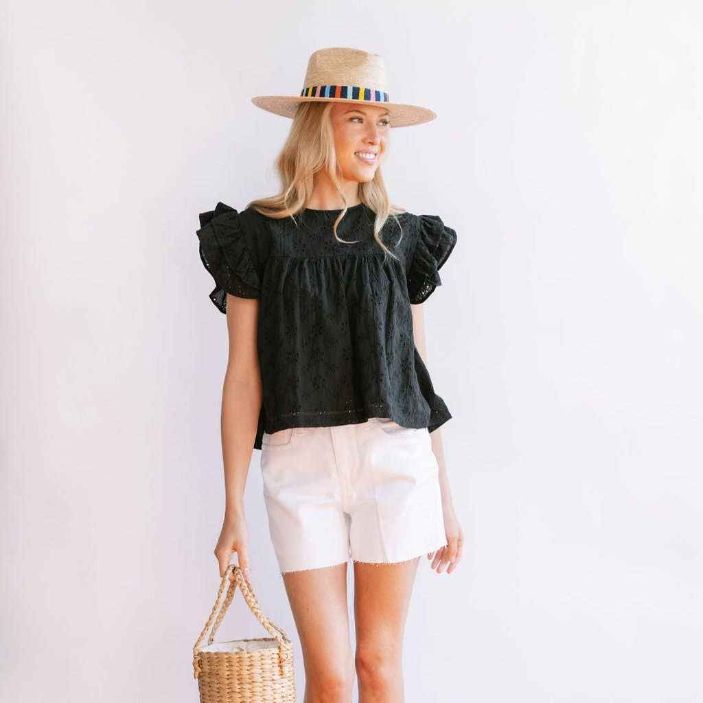 Black Eyelet Lottie Top