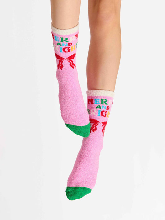 Festive Merry & Bright Pink Socks