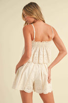 IST5809  EMBROIDERED CAMI AND SHORTS SET WITH LACE TRIM