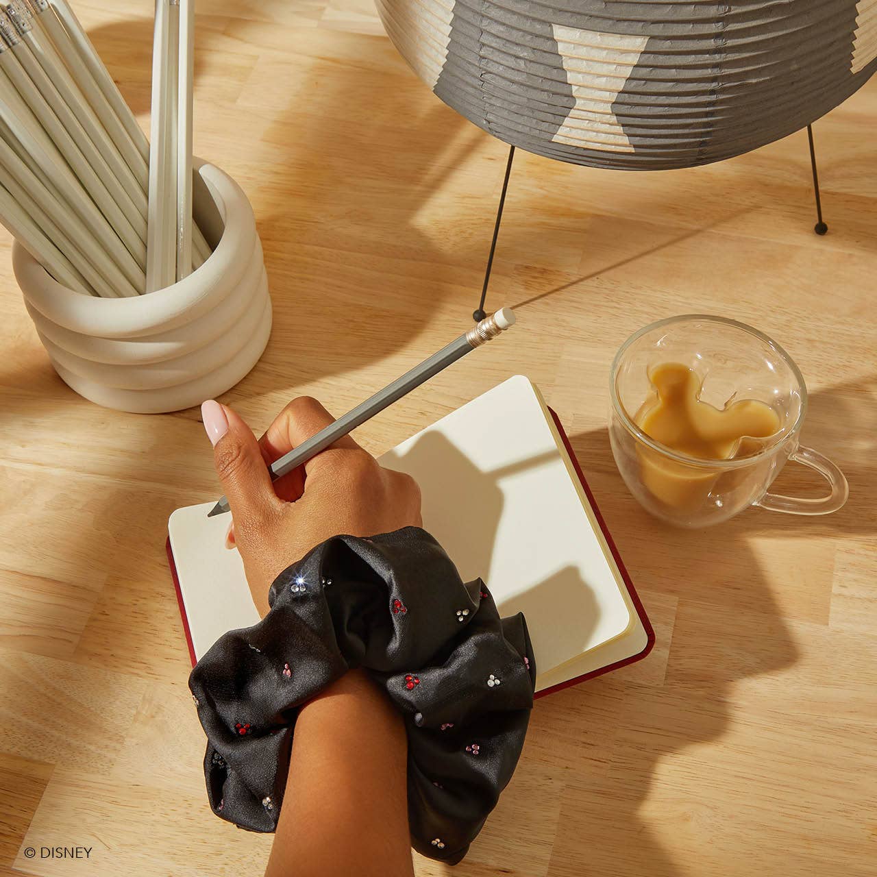 Kitsch & Mickey and Minnie Recycled Fabric Scrunchie - Black - The Envy Co