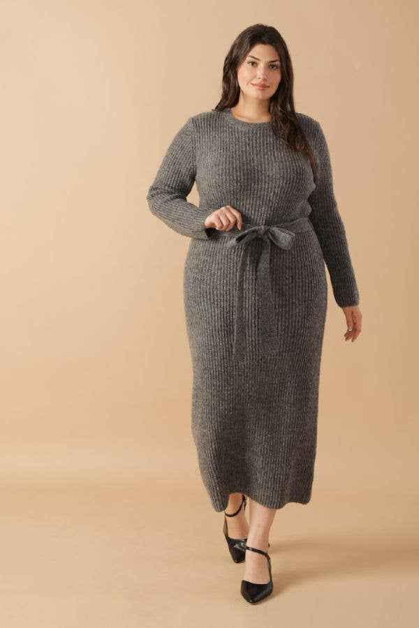 A sweater knit midi dress - ISW5236-P