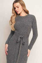 A sweater knit midi dress - ISW5236 H GREY