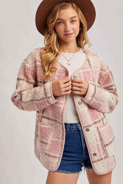 SNAP BUTTON UP ROUND NECK JACKET