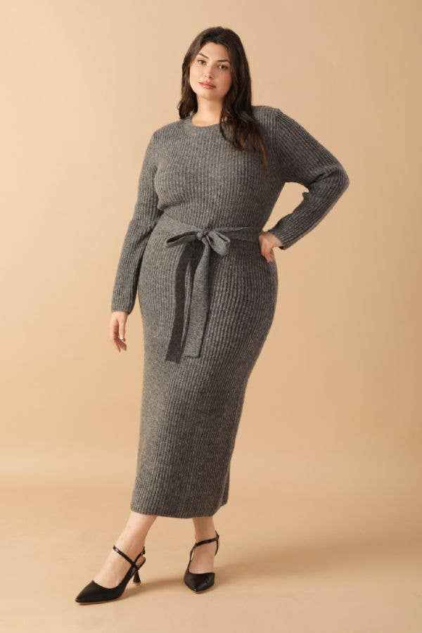 A sweater knit midi dress - ISW5236-P