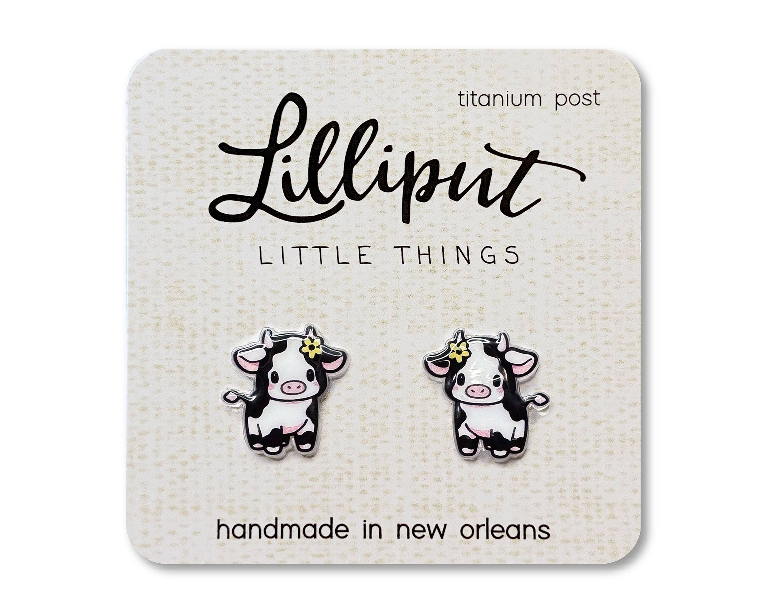 Baby Cow Earrings - Farm Animal Earrings - The Envy Co