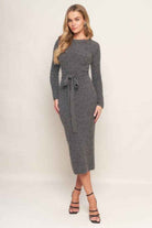 A sweater knit midi dress - ISW5236 H GREY
