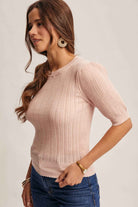 Textured Knit Puff Sleeve Top FSW0025