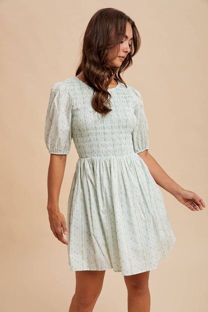 Smocked Loom Mini Dress