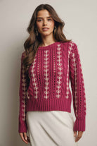 Embroidered Cable Knit Pullover FSW0019