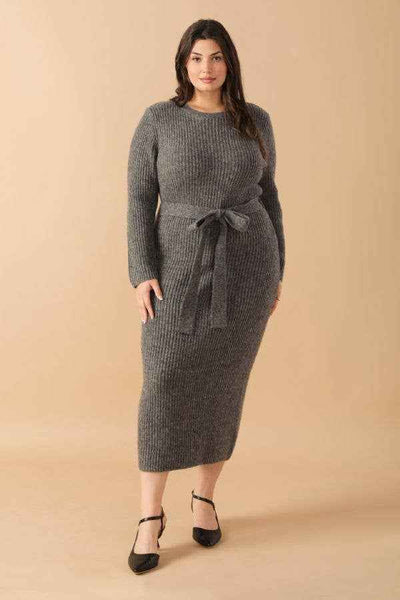 Long Sleeve Midi Sweater Dress - Heather Grey