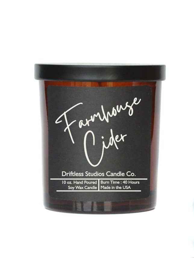 Farmhouse Cider Fall Soy Candle -10oz Jar + Lid Black Label