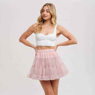RUFFLE-TIERED TULLE TUTU MINI SKIRT