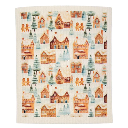 Gingerbread Village Swedish Dishcloths - Holiday Decorations