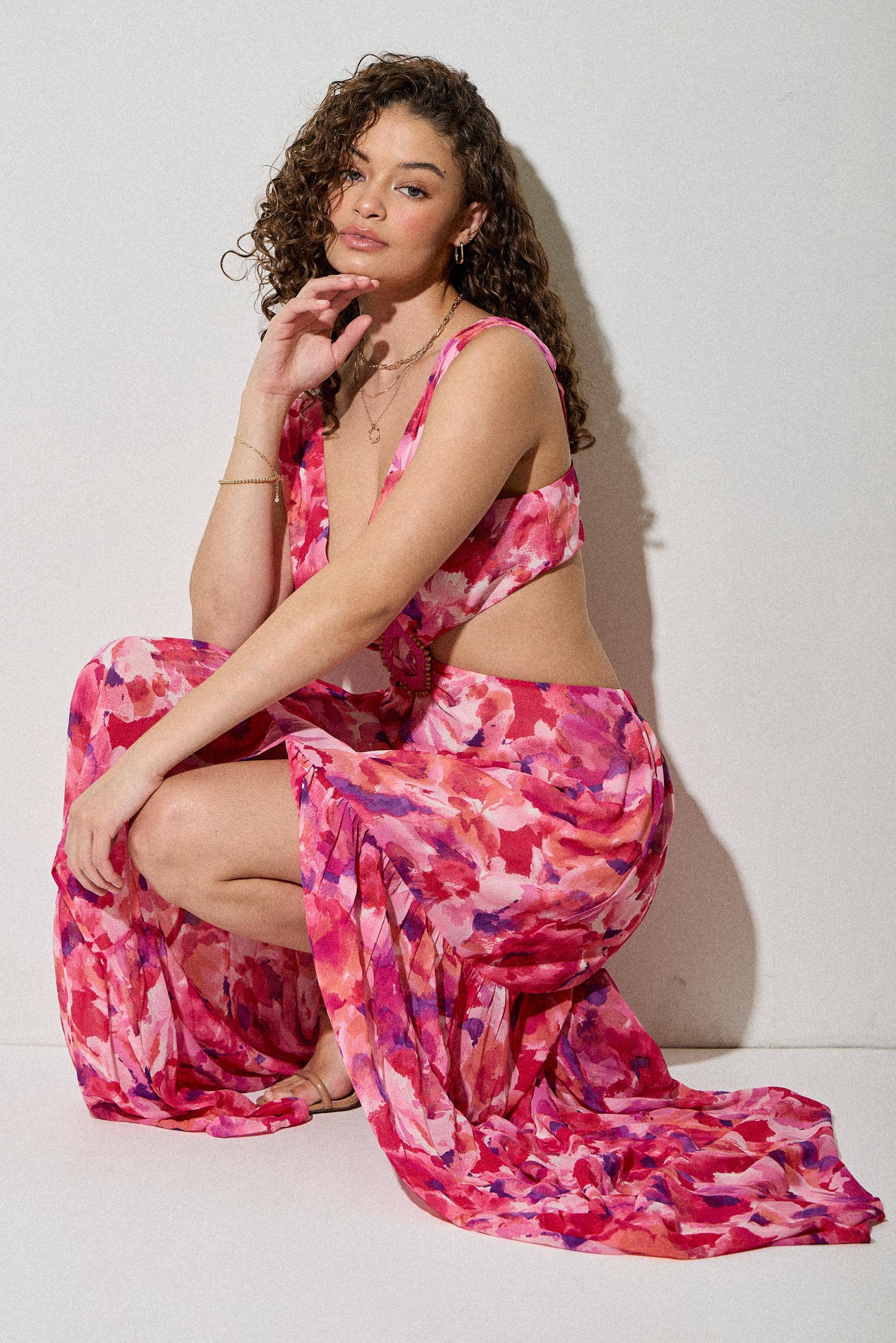 Floral Chiffon Maxi Dress - The Envy Co