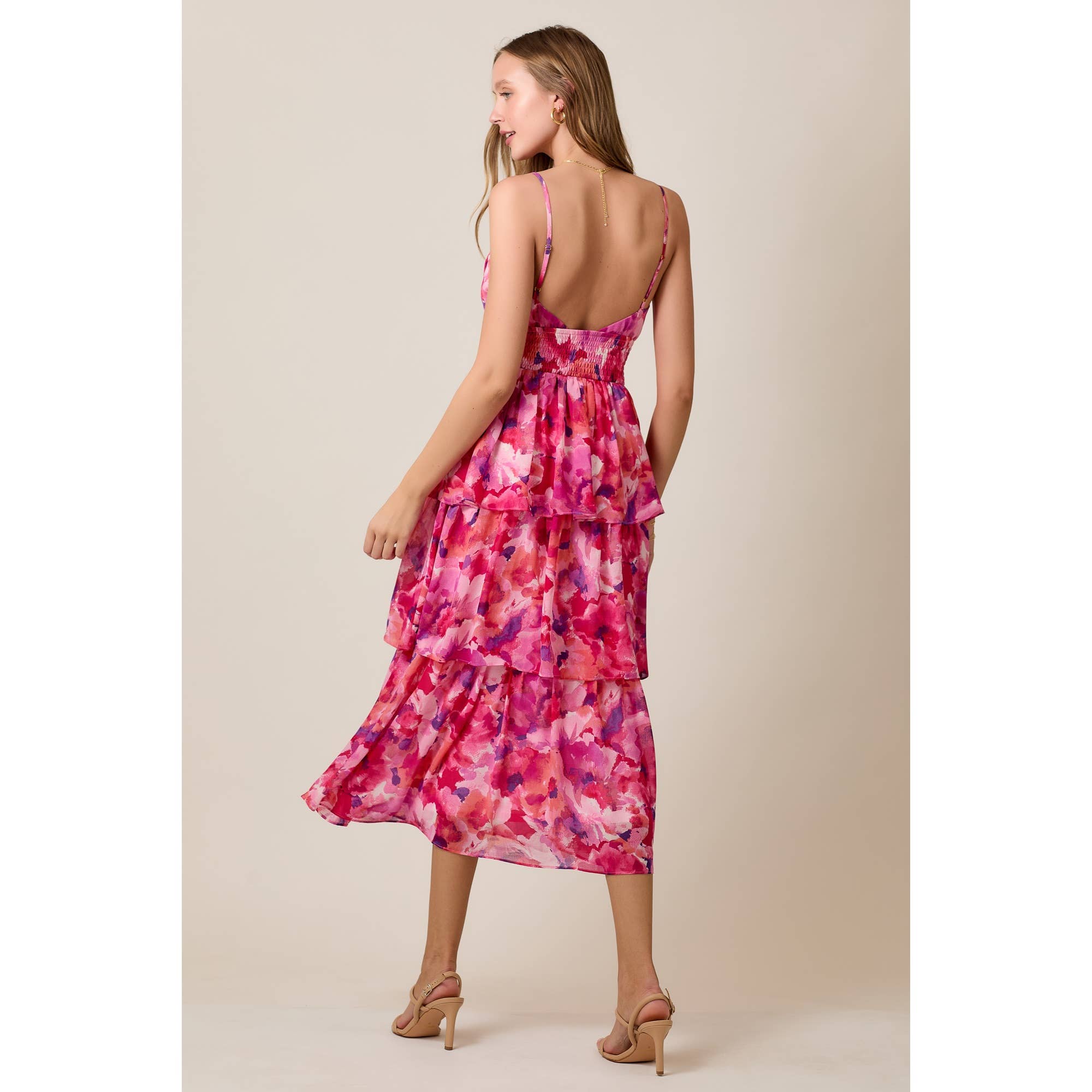 Watercolor Chiffon Midi Dress - The Envy Co