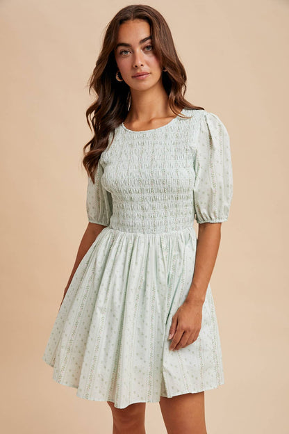 Smocked Loom Mini Dress
