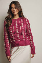 Embroidered Cable Knit Pullover FSW0019
