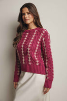 Embroidered Cable Knit Pullover FSW0019