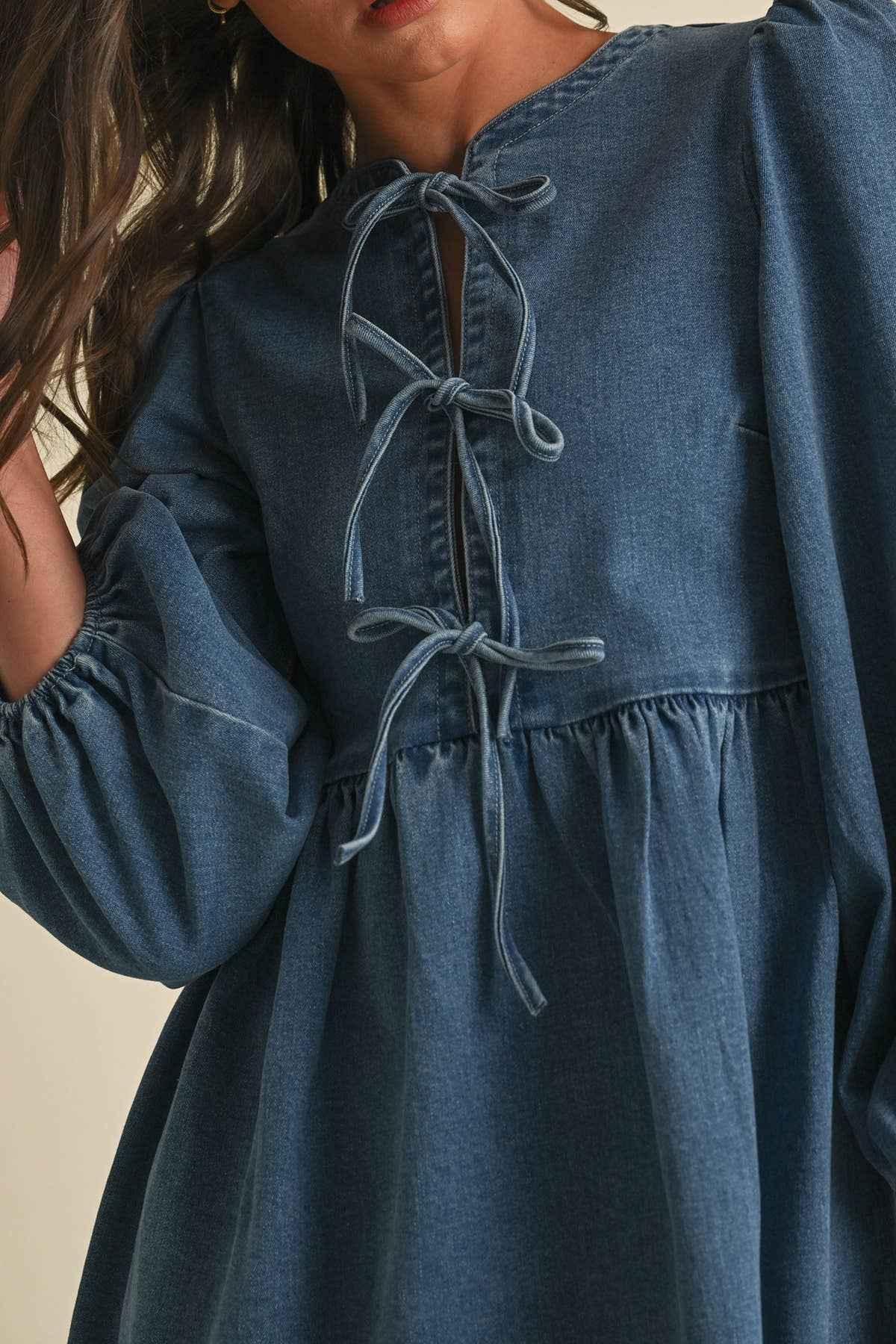 Denim Daydream Mini Dress - Winery outfit - Geneva OH - Winery Geneva OH - Napa Valley Outfit - Winery Napa Valley - Denim Outfit Cleveland OH - Dresses Columbus OH - Woman's Clothing Boutique - The Envy Co, Painesville OH