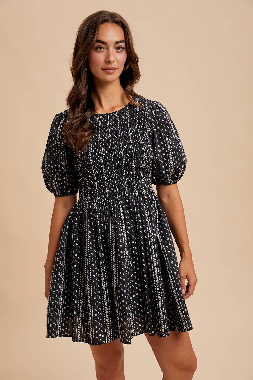 Smocked Loom Mini Dress