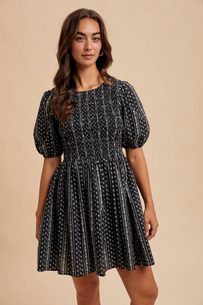 Smocked Loom Mini Dress