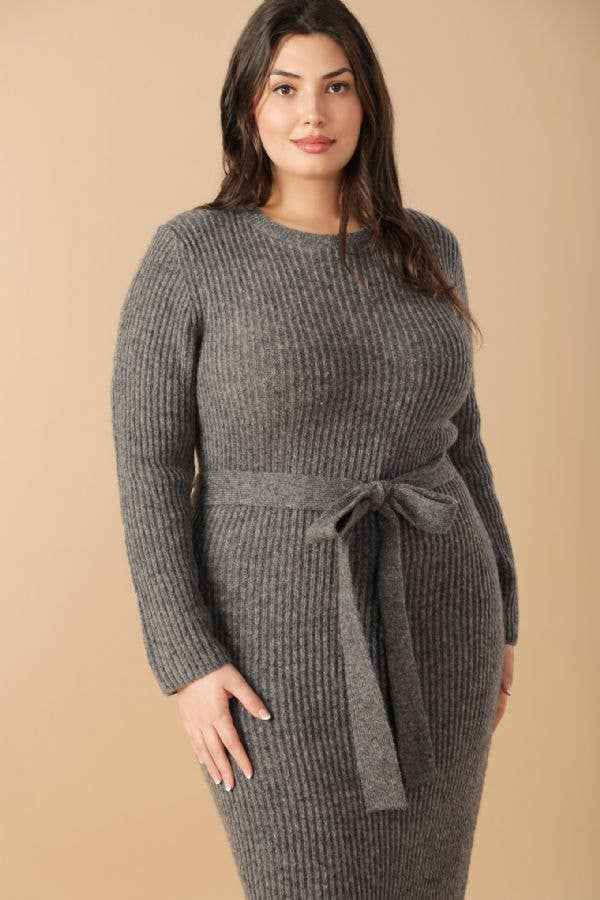 A sweater knit midi dress - ISW5236-P