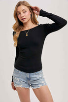 BOATNECK RIBBED KNIT TOP