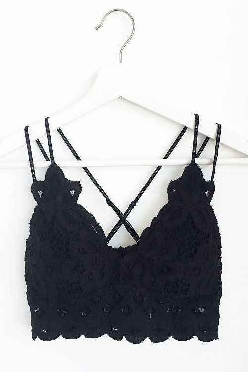 Scalloped Lace Cami Bralette: BLACK / 2-2-2(S-M-L)