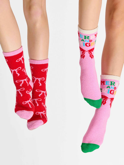 Festive Red Bow Socks