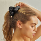 Kitsch & Mickey and Minnie Recycled Fabric Scrunchie - Black - The Envy Co