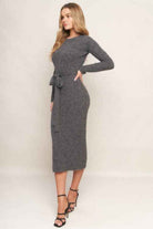 A sweater knit midi dress - ISW5236 H GREY