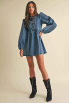 Denim Daydream Mini Dress - Winery outfit - Geneva OH - Winery Geneva OH - Napa Valley Outfit - Winery Napa Valley - Denim Outfit Cleveland OH - Dresses Columbus OH - Woman's Clothing Boutique - The Envy Co, Painesville OH