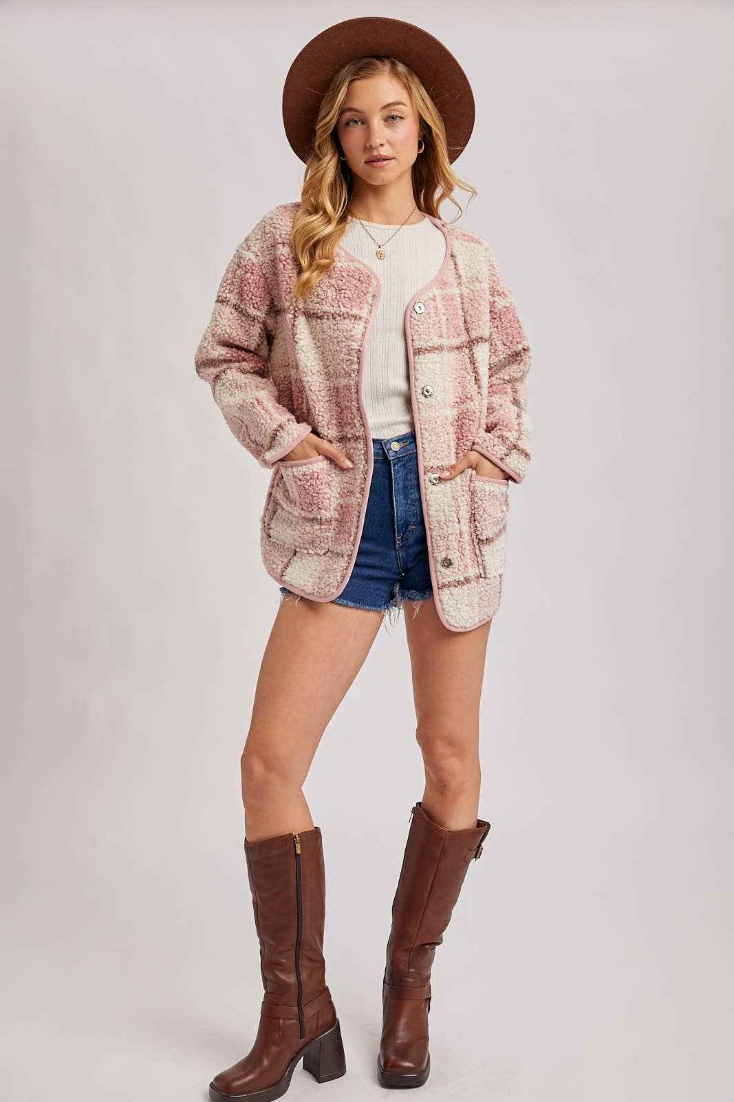 SNAP BUTTON UP ROUND NECK JACKET