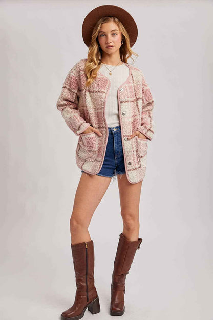 SNAP BUTTON UP ROUND NECK JACKET