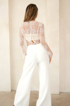 Bridal Top - Bridal clothing - Bachelorette Top - Nashville outfit - Nashville Outfit Inso - Crop Top - White sequin & pearl top - Embellished bridal top - Woman's Bridal Boutique - Lake County OH - Columbus - Cleveland