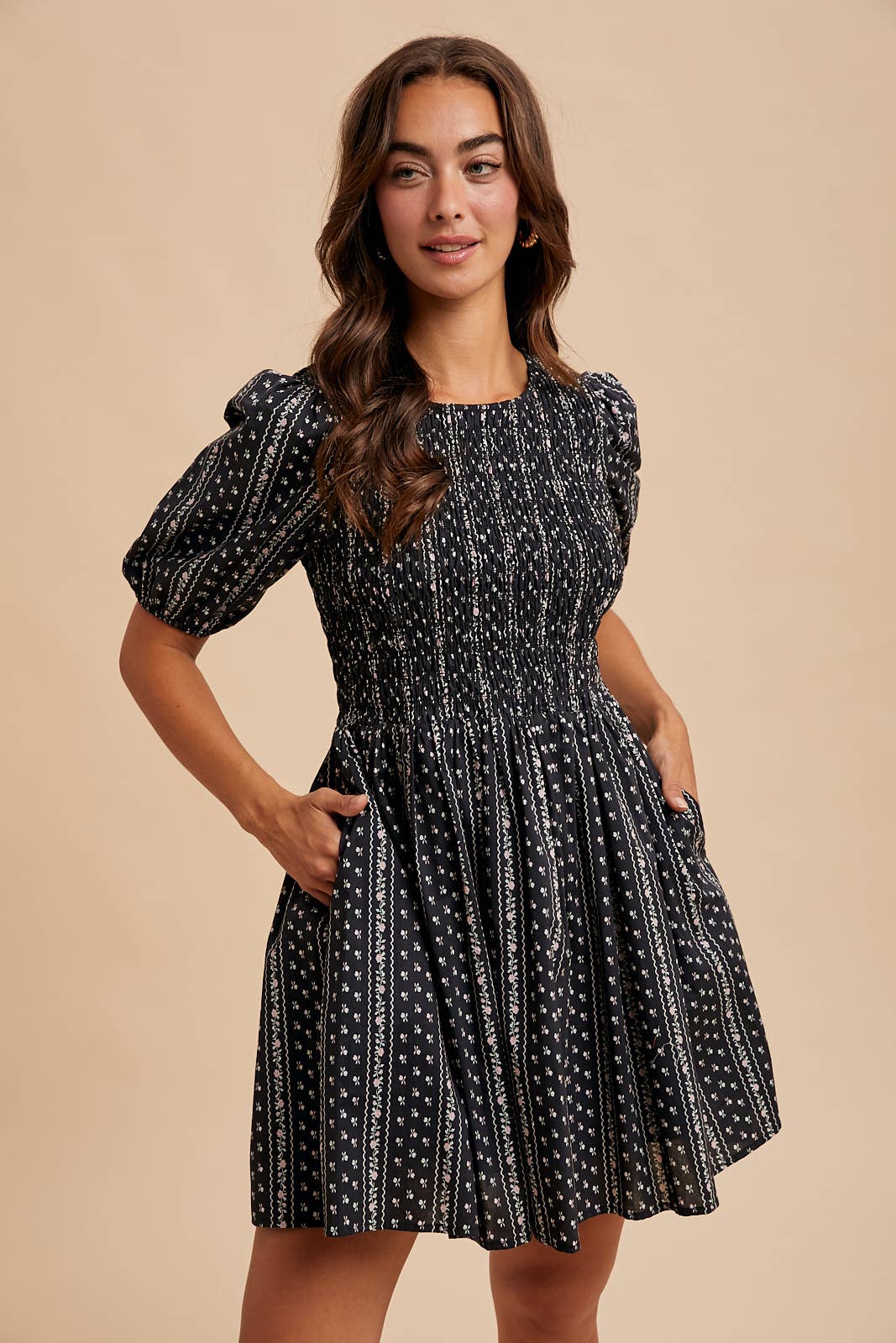 Smocked Loom Mini Dress