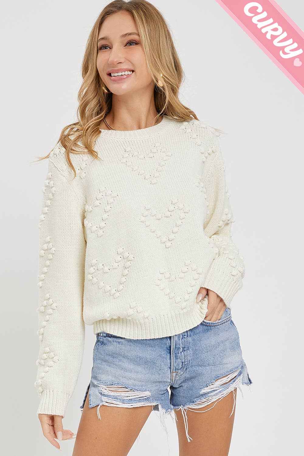 PLUS SIZE HEART SWEATER