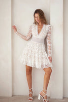 The Juliette Mini Dress - The Envy Co - White Mini Dress - White Mini Lace Dress - Lace Mini Dress - Bride Dress - Bridal Dress - White Dress - Feminine Dress - Long sleeve dress - long sleeve mini dress - lace - mini dress