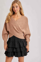 FAUX SUEDE TIERED RUFFLE PAPERBAG WAISTBAND MINI SKIRT: Black / L